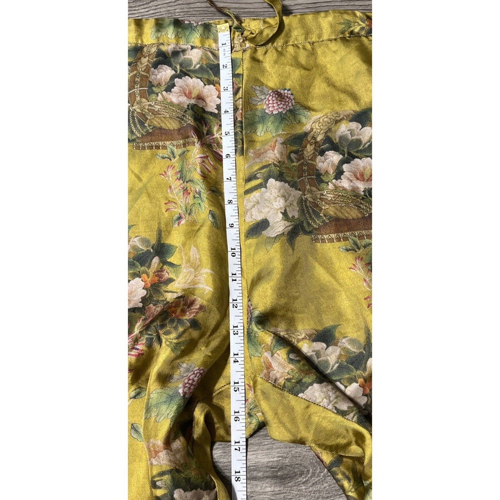 Johnny Was 100% Silk Floral Motif Boho Cropped WideLeg Golden Pant SZ M (40x20) - Picture 13 of 15